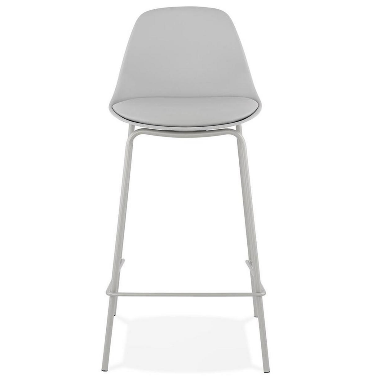 BARHOCKER Kunstleder Metallgestell Sitzhöhe 65cm Rückenlehne RENIXA MINI, Grau 42x41,5x86,5 cm - Grau, Kunststoff/Textil (42/87/42cm) - KADIMA DESIGN
