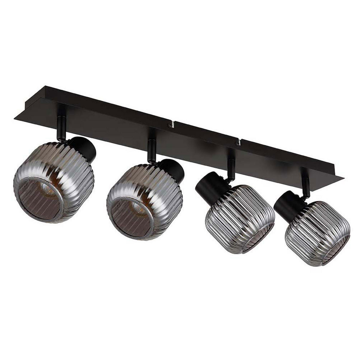 LED DECKENLEUCHTE Metall Rauchglas Schwarz - Schwarz, Glas (69.5/9.8/13.7cm) - Nowa