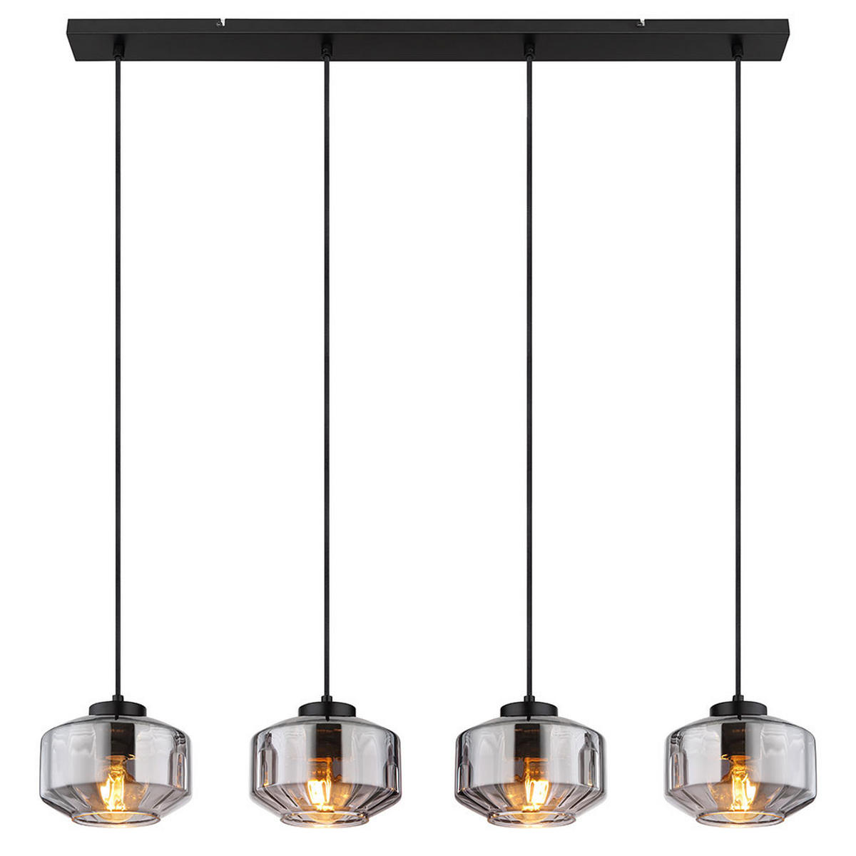 HÄNGELEUCHTE Metall Glas Schwarz - Schwarz, Glas (96/18/120cm) - Globo Lighting