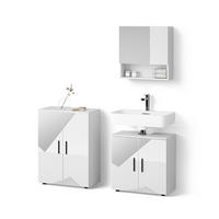 BADMÖBEL-SET Ronco Weiß Hochglanz mit Einsätzen 3 Teile, mit Unterschrank 60 cm - Weiß Hochglanz, Holzwerkstoff (60/60/59cm) - Livinity®