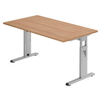 SCHREIBTISCH Serie-O 80/140/74 cm in Nussbaumfarben/Silberfarben - Silberfarben/Nussbaumfarben, Holzwerkstoff (80/140/74cm) - bümö