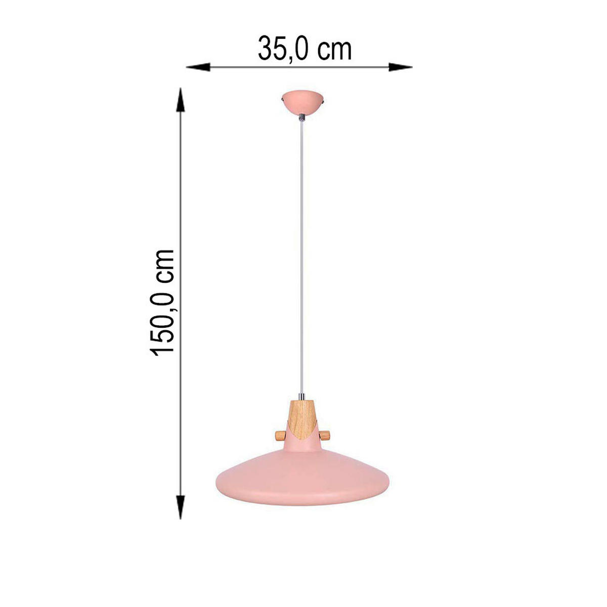 LED HÄNGELEUCHTE CARIN Rosa Metall Holzoptik - Rosa, Metall (35/35/150cm) - Nowa