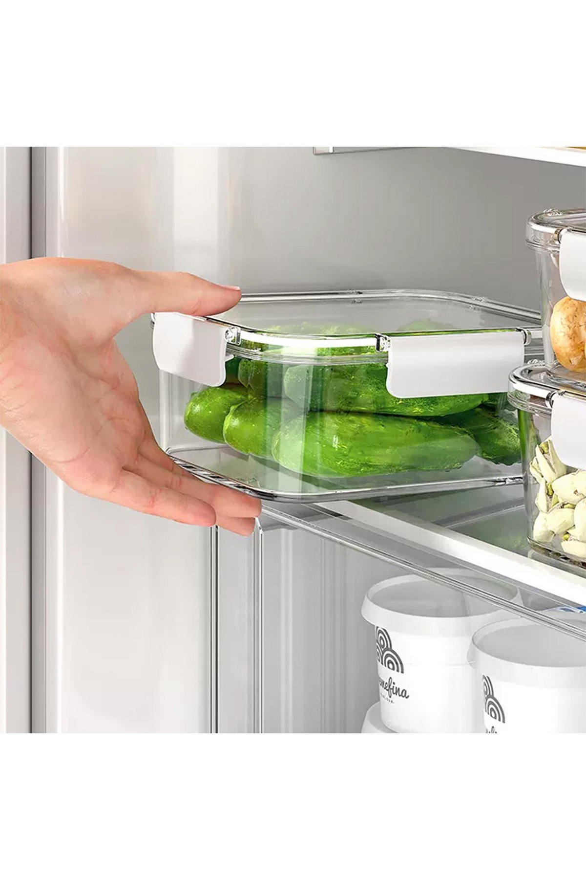 FRISCHHALTEDOSEN 3er-Set aus PP Kunststoff in Transparent Rechteckig 23 x 16,5 x 8,6 cm - Weiß, Glas (23/8.6/16.5cm) - Livingandhome