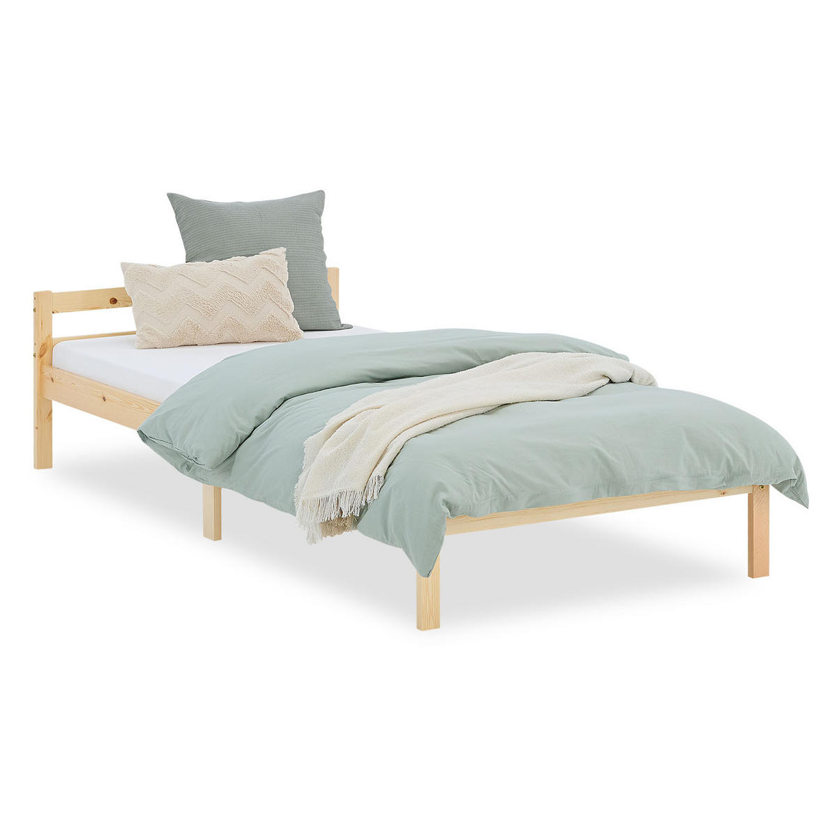 HOLZBETT Natur 90/200 cm mit Lattenrost - Braun, Holz (90/200cm) - Homestyle4u