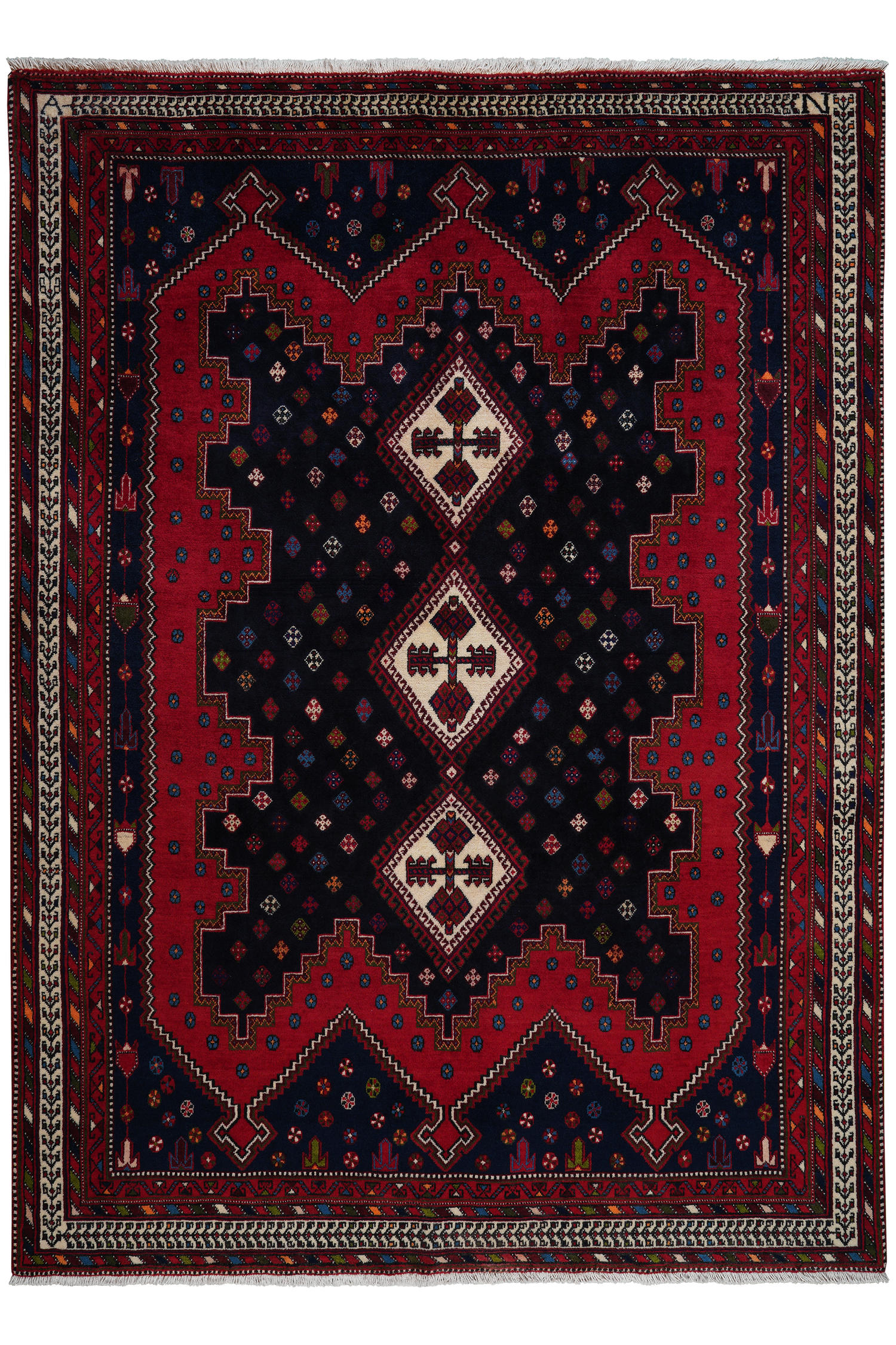 TEPPICH Afshar Blau 226/164 cm Schurwolle - Blau, Textil (164/226cm) - Looma