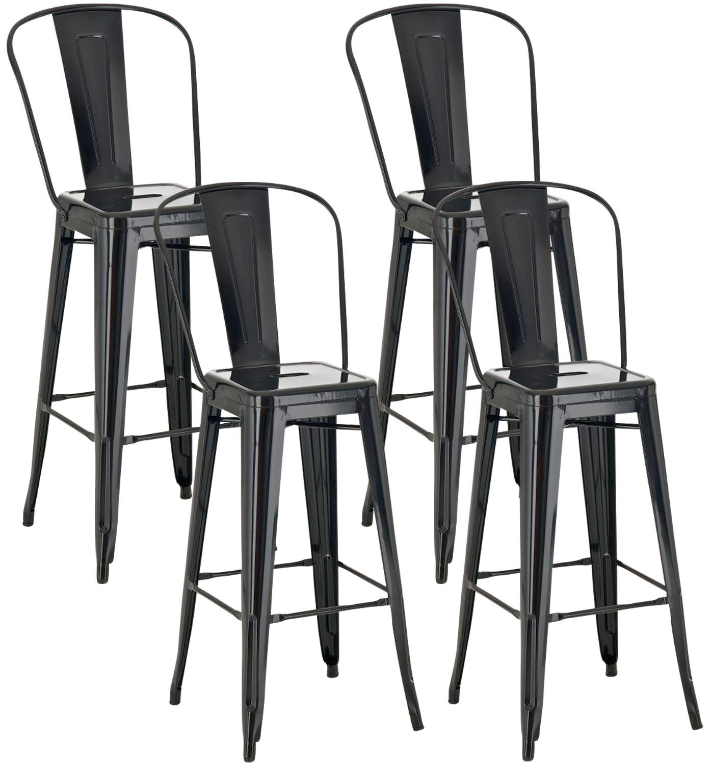 BARHOCKER 4er Set Metall schwarz - Schwarz, Metall (44/115/52cm) - CLP