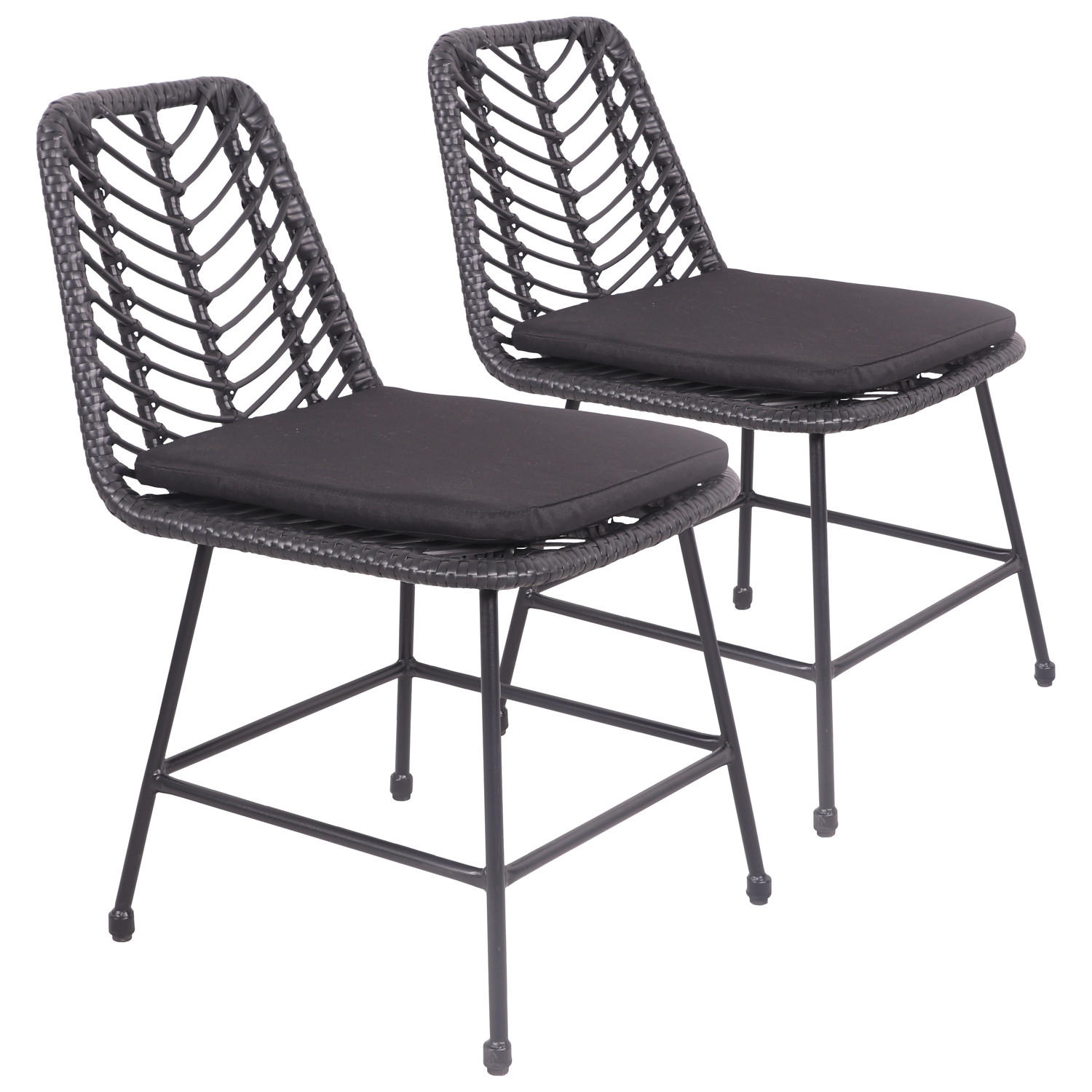 STÜHLE Oka Schwarz 2er-Set - Schwarz, Kunststoff (45.5/77.5/62cm) - Happy Garden