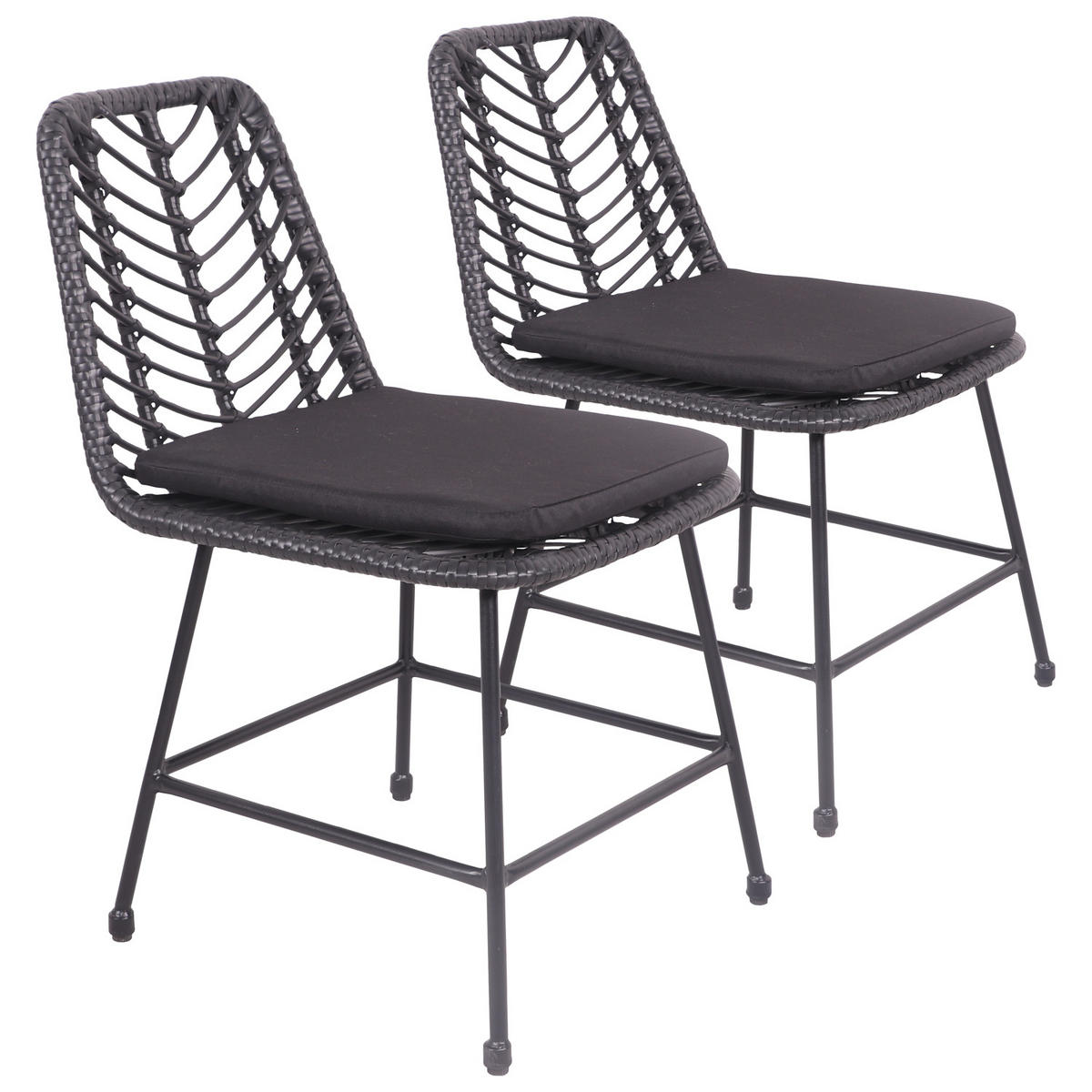 STÜHLE Oka Schwarz 2er-Set - Schwarz, Kunststoff (45.5/77.5/62cm) - Happy Garden