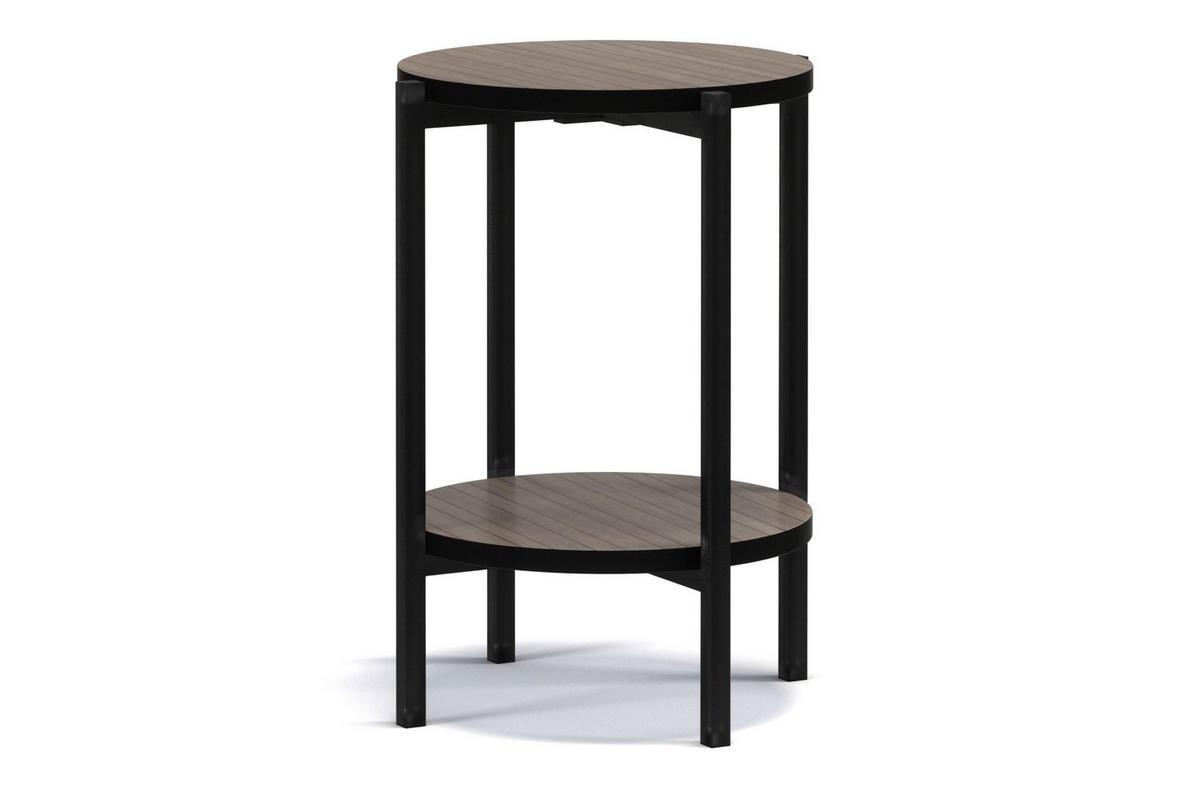 COUCHTISCH GERIS mit Ablageboden, Spanplatte, Dunkebraun - Dunkelbraun/Schwarz, Holz/Metall (45/45/61cm) - KONSIMO®