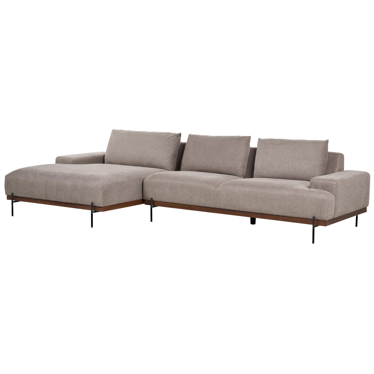 3-SITZER-ECKSOFA hellbraun linksseitig Mariferd - Hellbraun/Dunkelbraun, Textil (316/146cm) - Beliani