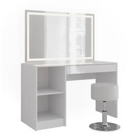 SCHMINKTISCH Sherry Weiß/Weiß Hochglanz 119.8 cm mit LED-Beleuchtung und Hocker - Weiß Hochglanz, Holzwerkstoff (119.8/76/50.1cm) - Vicco