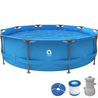 POOL Komplettset Framepool rund 366 x 76 cm blau mit Filterpumpe - Blau, Kunststoff (366/76/366cm) - Avenli