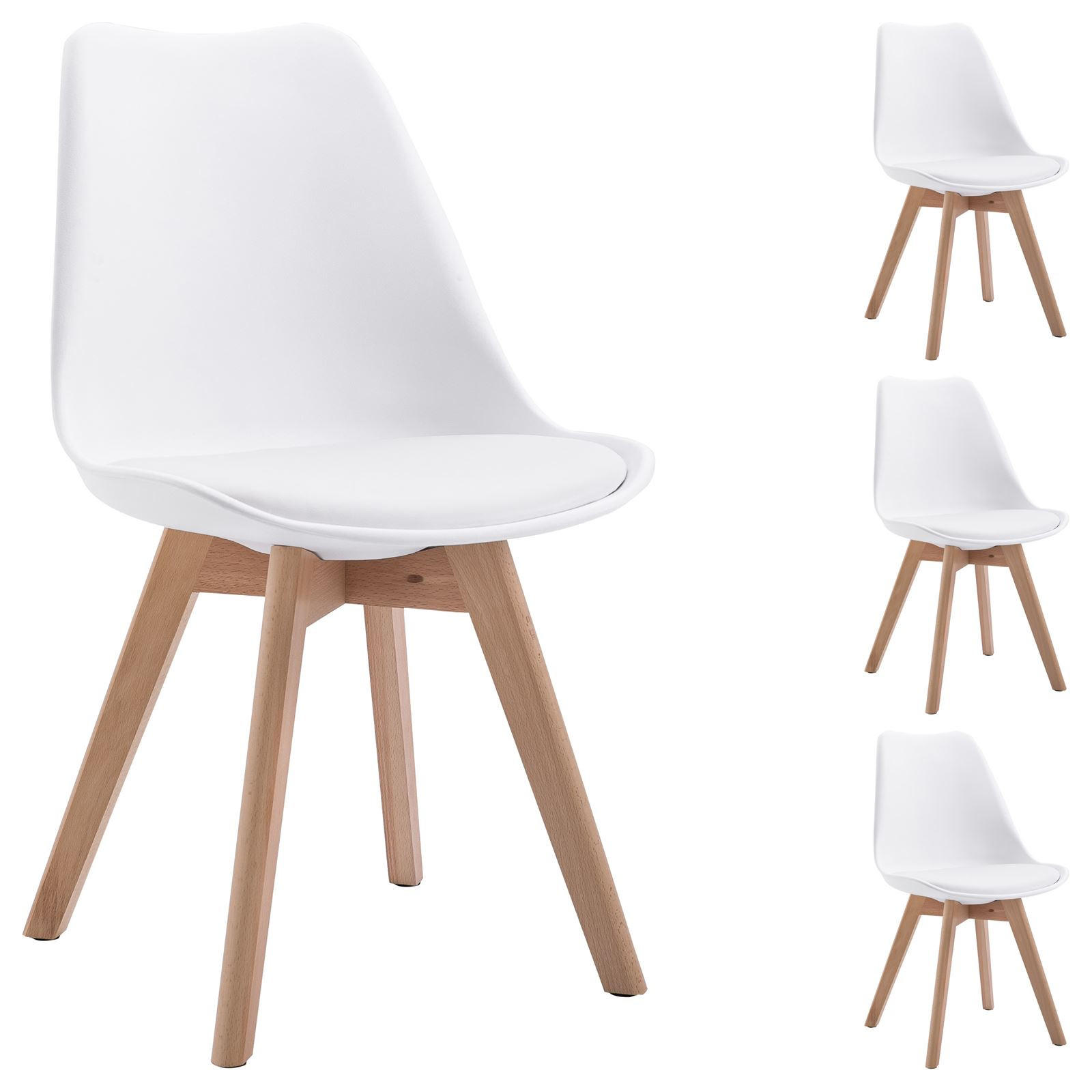 ESSZIMMERSTUHL ABBY 4ER-SET - Weiß, Holz (49/82/53cm) - IDIMEX