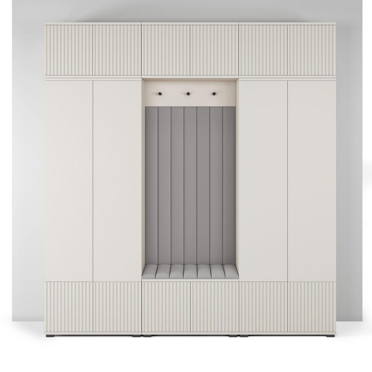 GARDEROBE Ritmo version 3 mit POLSTERPANEELEN GRAU - Beige/Grau, Holzwerkstoff (210/225/42cm) - Jerpax