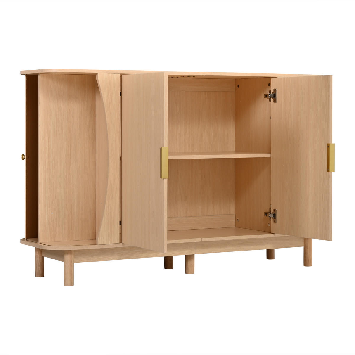 SIDEBOARD 140cm mit geschwungenen Kanten & 2 Türen - Naturfarben, Holzwerkstoff (140/88/40cm) - Urban Meuble