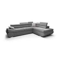 ECKSOFA KONGO RBN03, Eckcouch in L-Form mit Schlaffunktion, Farbe: Grau, Velourstoff, Ottomane Rechts - Grau, Textil (280/200cm) - O-Sofa