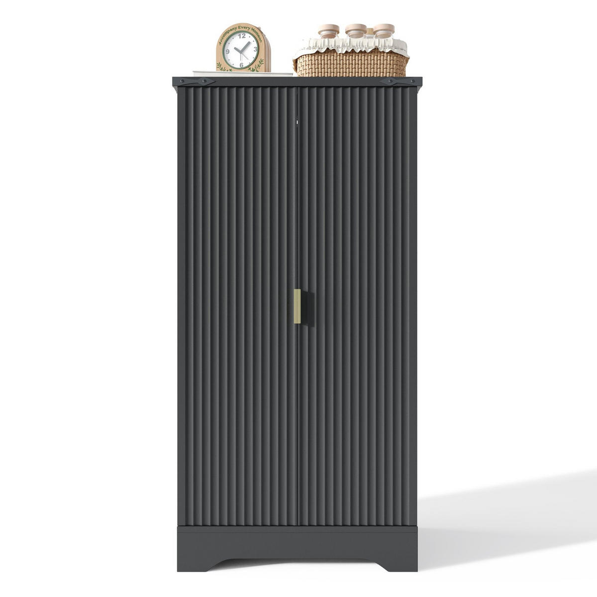 ANRICHTE 120/60,5/40 cm in Schwarz mit LED-Beleuchtung und verstellbaren Böden - Schwarz, Holzwerkstoff (60.5/120/40cm) - Flora Grace