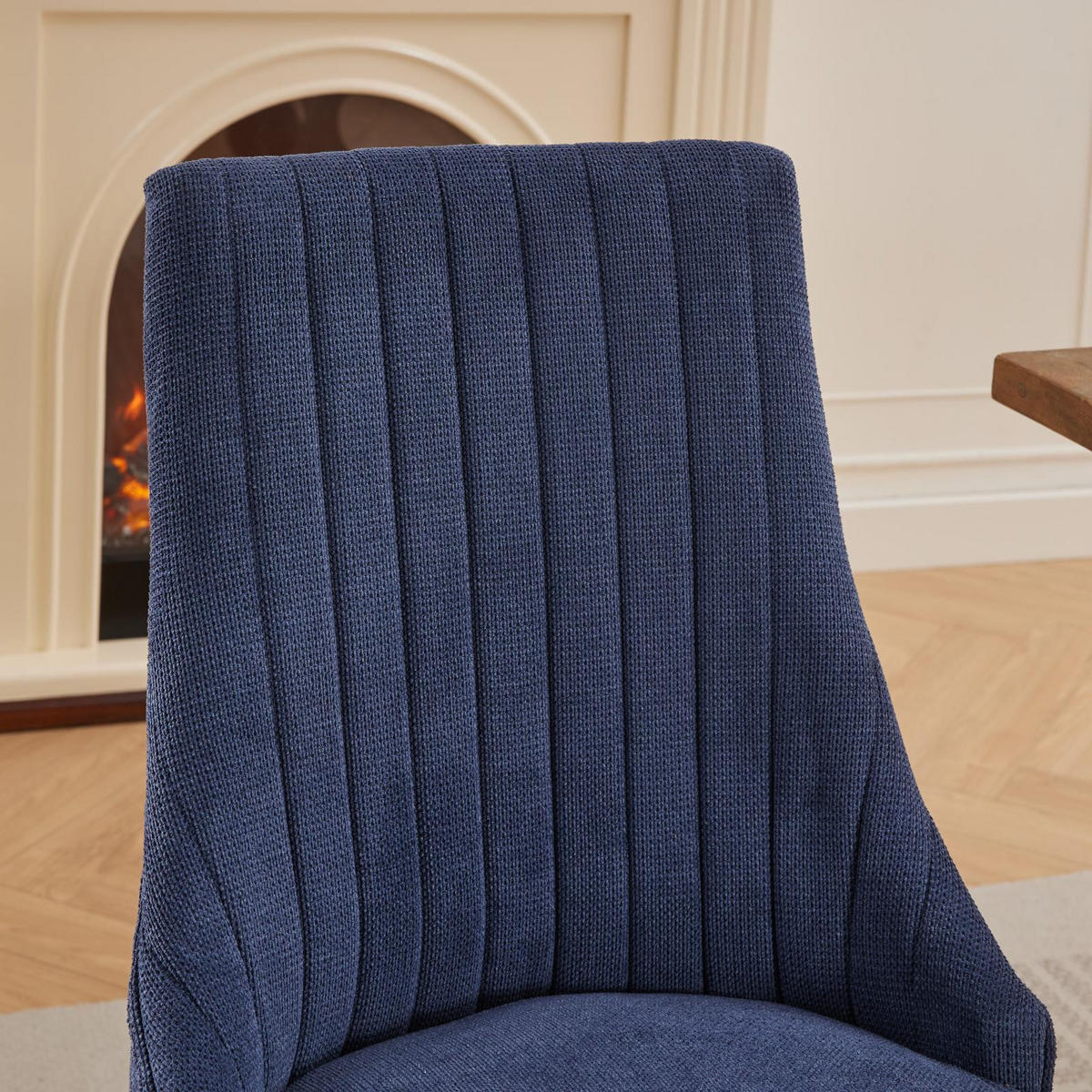 ESSZIMMERSTUHL 2er-Set aus Leinen mit Holzbeinen, Blau - Blau, Textil (64/95.5/50cm)