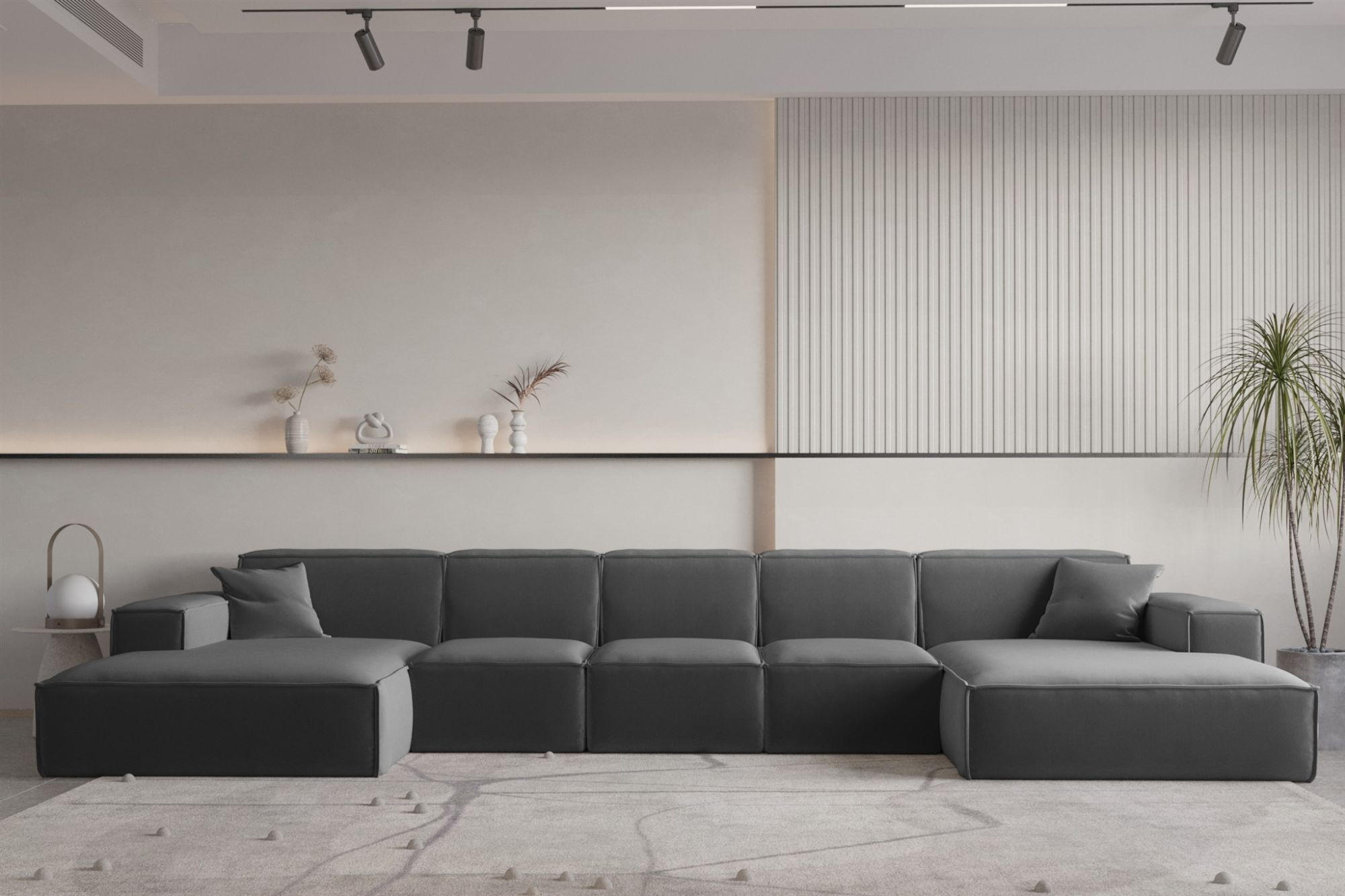 WOHNLANDSCHAFT Celes Premium Xl Opera - Dunkelgrau, Holzwerkstoff/Textil (462/73/165cm) - Fun Möbel