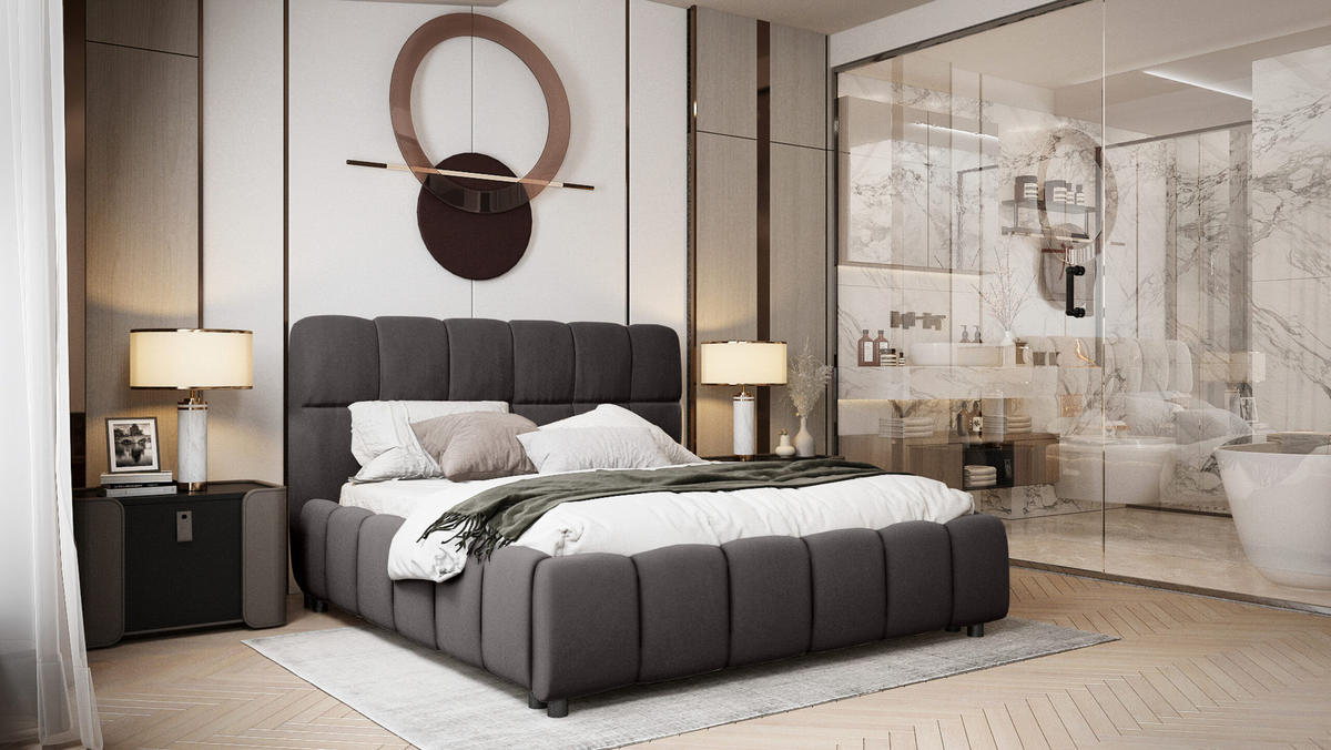 POLSTERBETT Egeris 160x200 cm, Dunkelgrau - Dunkelgrau, Textil (160/200cm) - Fedve