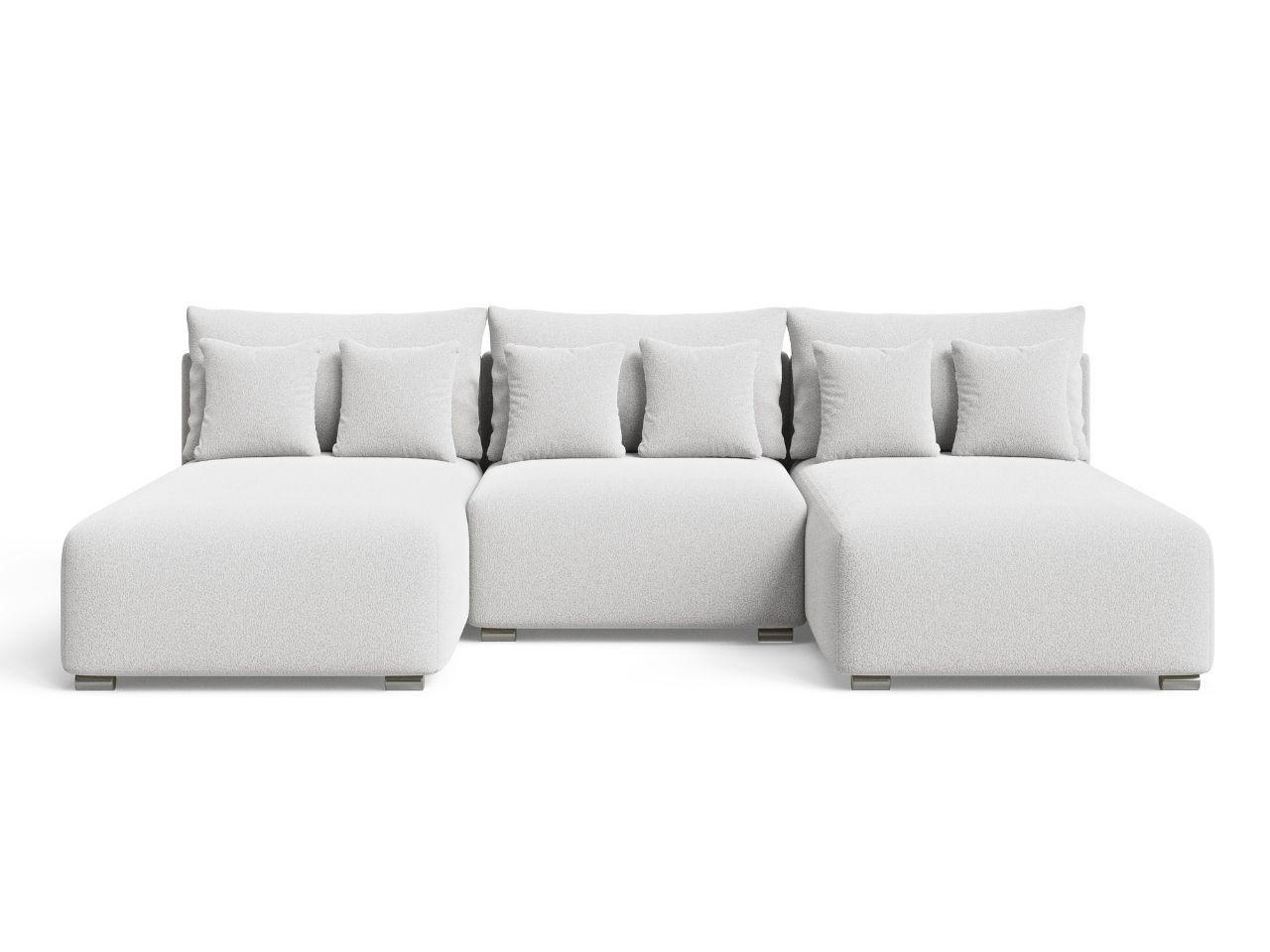 ECKSOFA Ronni U Bouclé-Stoff Weiß - Weiß, Holz/Textil (300/190cm) - Graingold