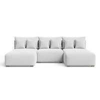 ECKSOFA Ronni U Bouclé-Stoff Weiß - Weiß, Holz/Textil (300/190cm) - Graingold