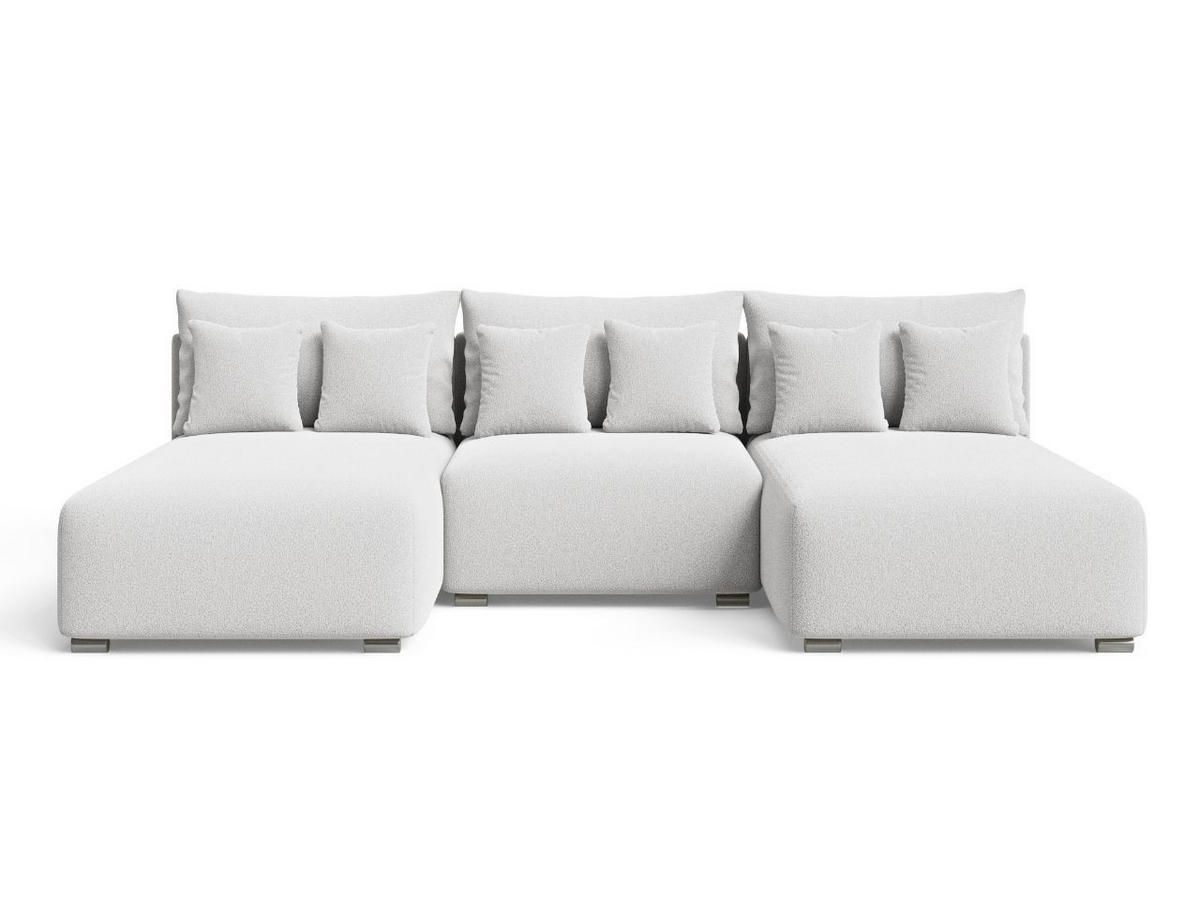 ECKSOFA Ronni U Bouclé-Stoff Weiß - Weiß, Holz/Textil (300/190cm) - Graingold