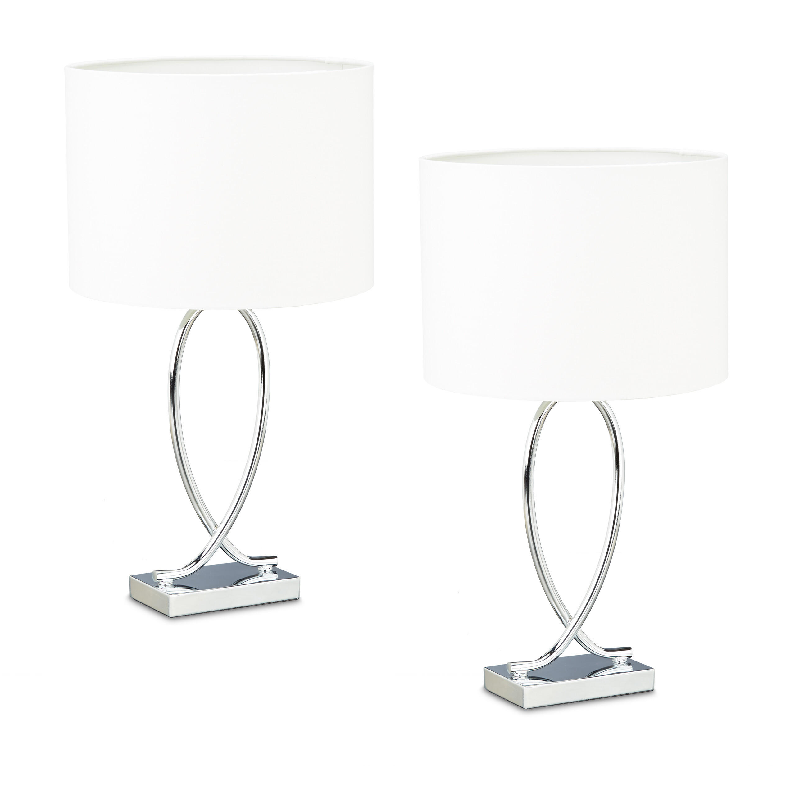 2XTISCHLAMPE - Multicolor, Textil/Metall (18/28/51cm) - Relaxdays