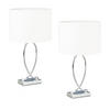 2XTISCHLAMPE - Silberfarben, Textil/Metall (18/28/51cm) - Relaxdays