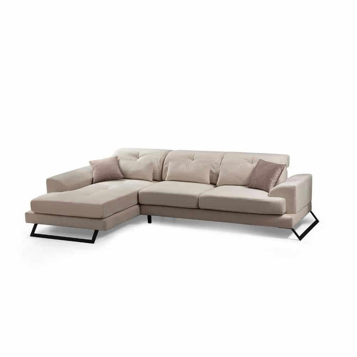 ECKSOFA mit verstellbarer Rückenlehne - Beige/Creme, Holz/Textil (304/190cm) - myHomelando