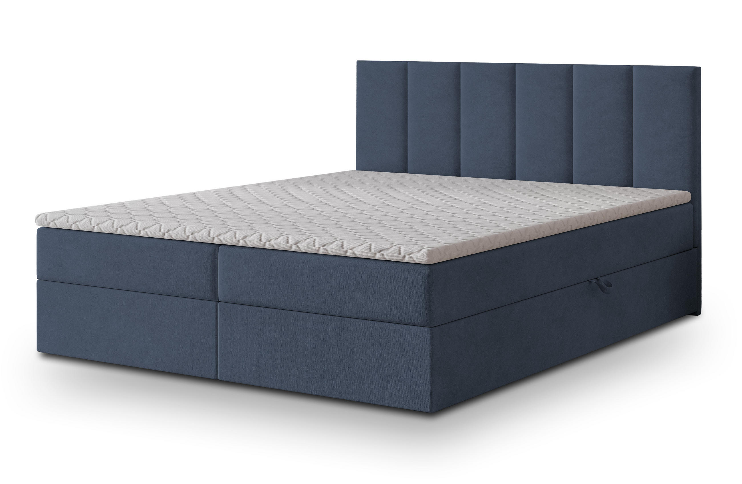 BOXBETT MERIL 160x200 cm mit Matratze und Topper - Blau - Blau, Holz (160/200cm) - MASSENO