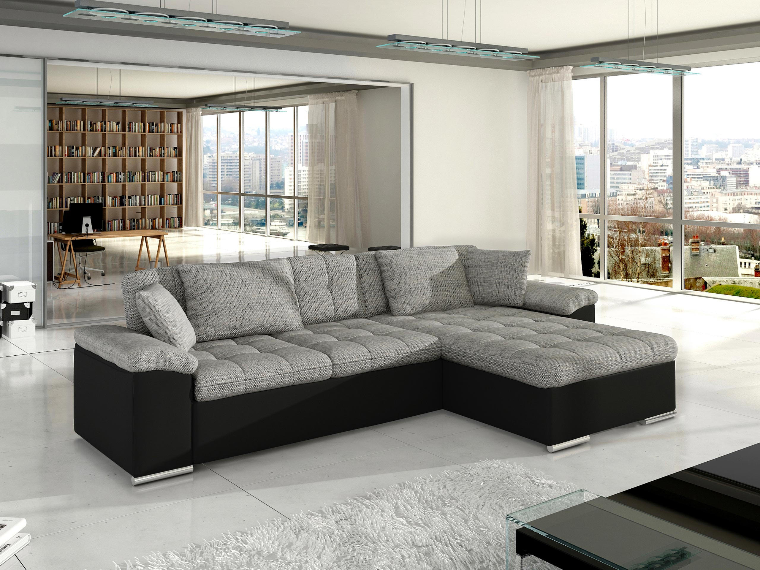 Thumbnail - Mirjan24 Ecksofa, Grau, Textil, 5-Sitzer, Ottomane rechts,Rechteckig, 280x160 cm, Wohnzimmer, Sofas & Couches, Wohnlands...
