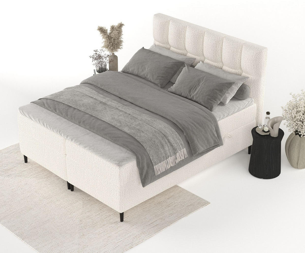 BOXBETT Ombre Creme 160/200 cm - Creme/Schwarz, Holz/Holzwerkstoff (160/200cm) - Maison de Reve