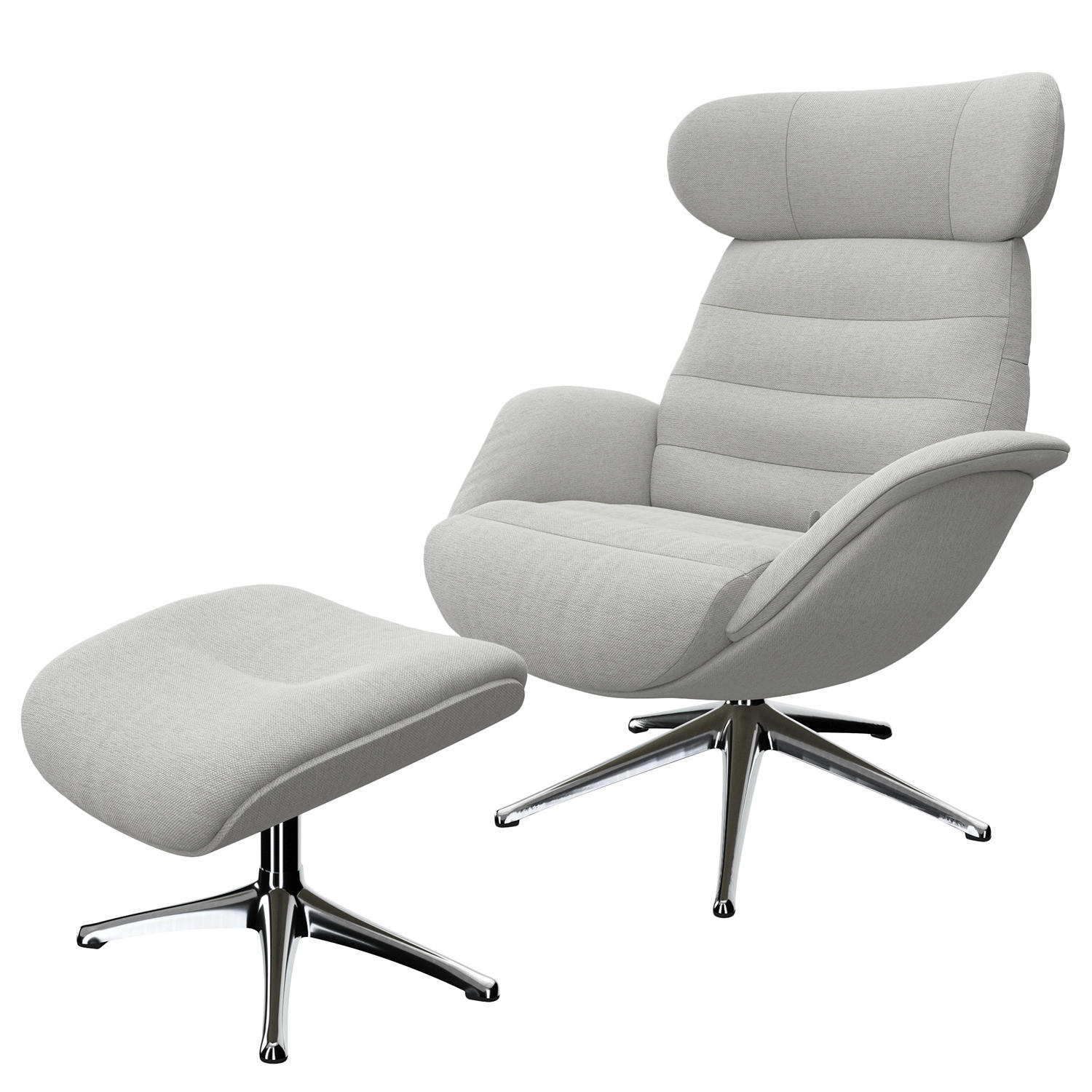 RELAXSESSEL - Hellgrau, Textil/Metall (90/107/90cm) - home24