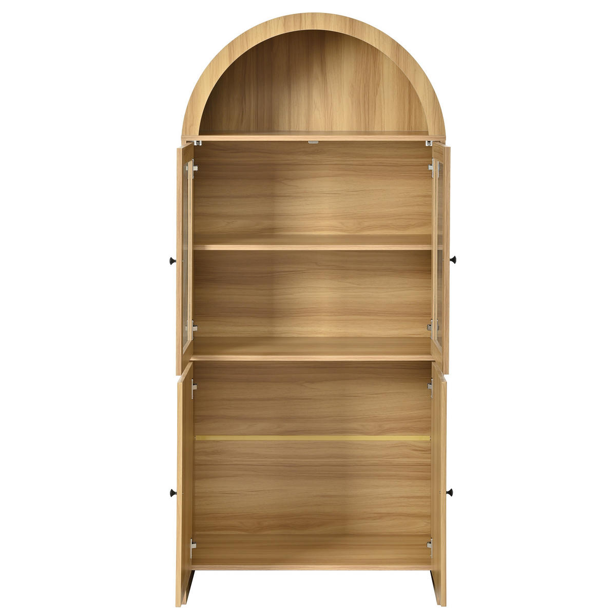 VITRINE 78/40/176 cm aus Holzwerkstoff mit Glastüren und Wellenfront Natur - Naturfarben, Holzwerkstoff (78/176/40cm) - Modenvie