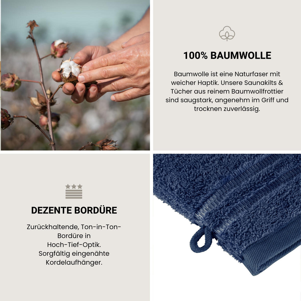 WASCHHANDSCHUHSET Milano - 5-teilig - 16x22 cm - Dunkelblau - Dunkelblau, Textil (16/22cm) - SCHIESSER