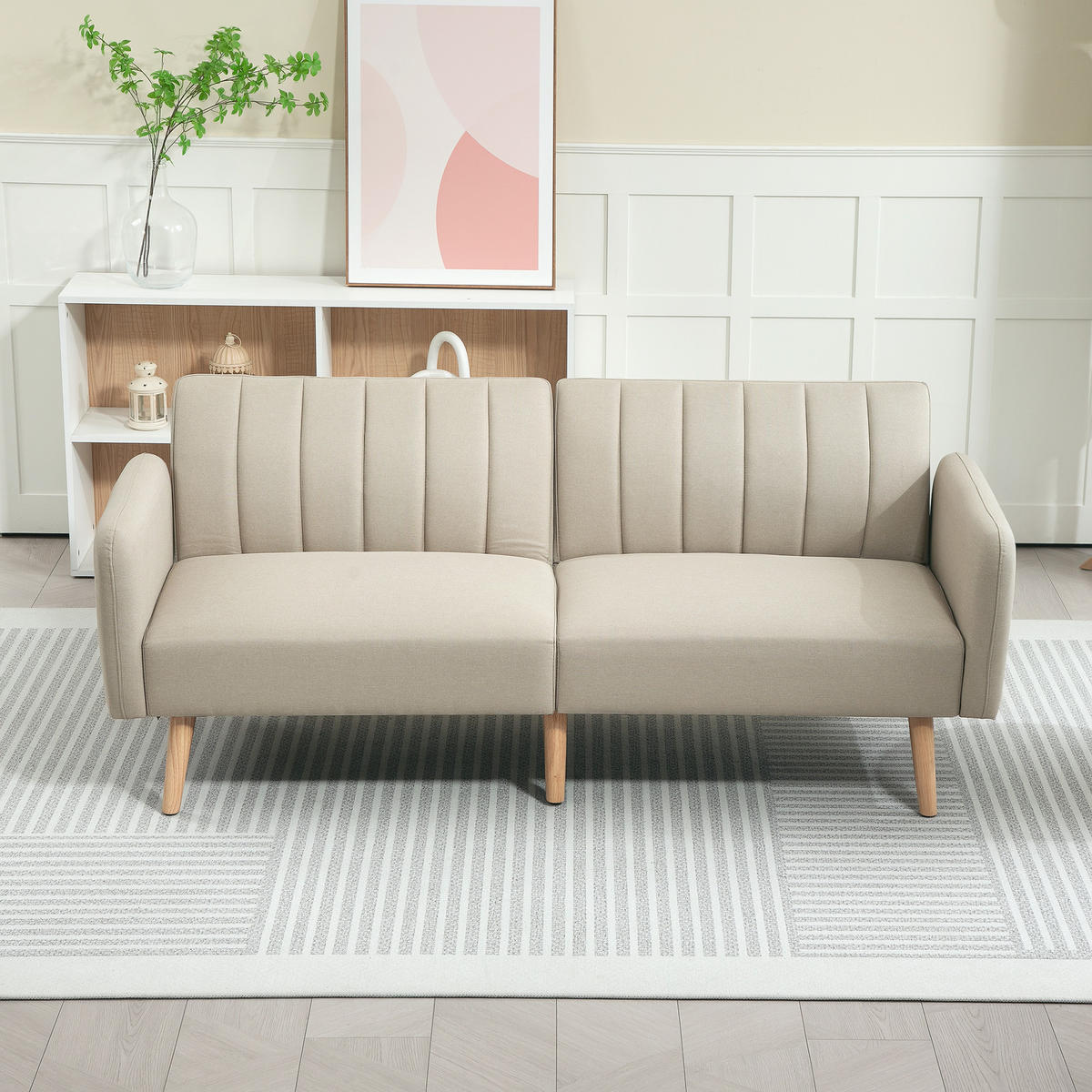 SCHLAFSOFA 2er-Sitz DE-14588 3-fach verstellbare Rückenlehne Beige - Beige, Holzwerkstoff (173/73/75cm) - ComfortXL