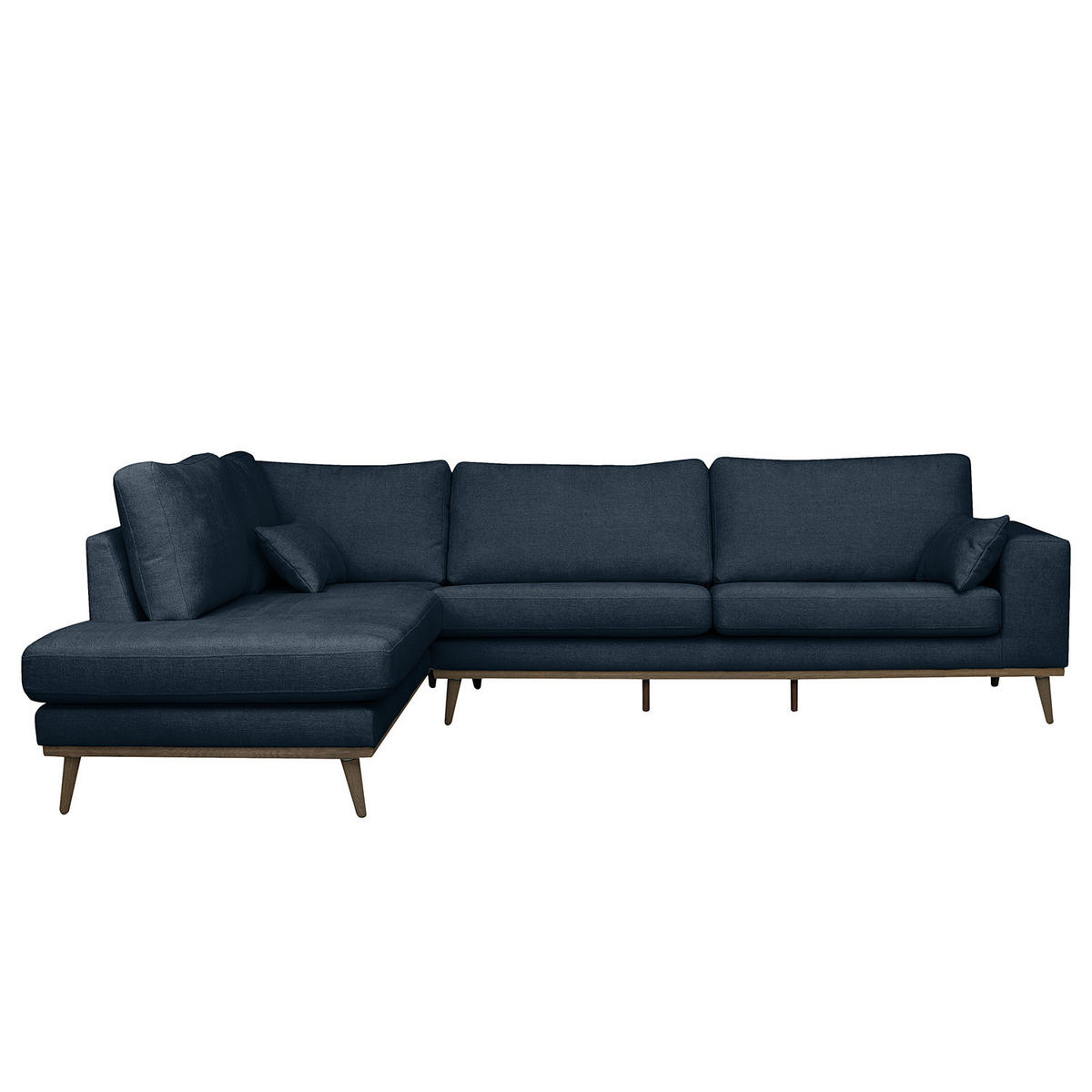 ECKSOFA mit Ottomane - Eichefarben/Dunkelblau, Eichenholz/Textil (287/219cm) - home24