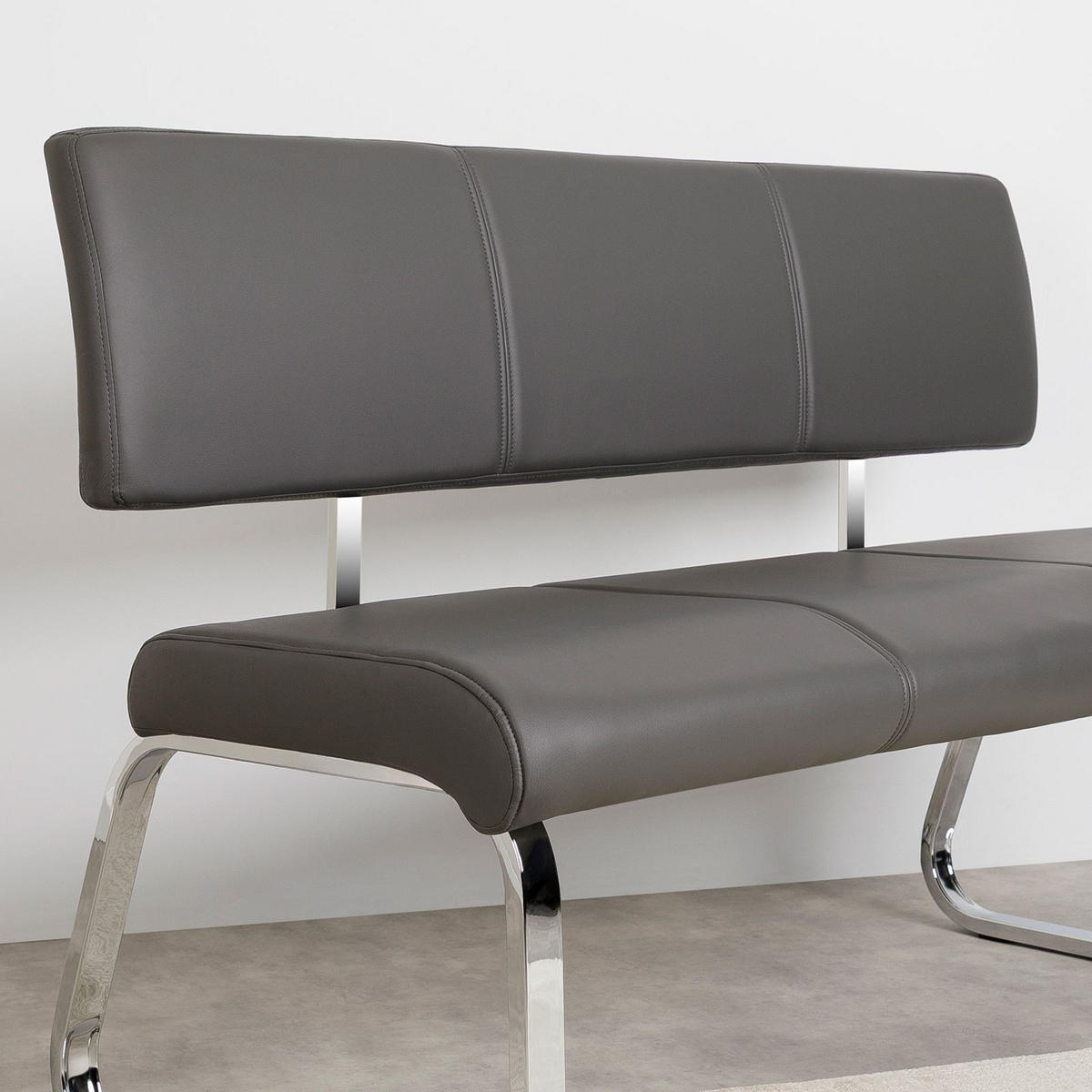ESSZIMMERBANK VILAS - Grau, Textil/Metall (135/87/56cm) - IDIMEX