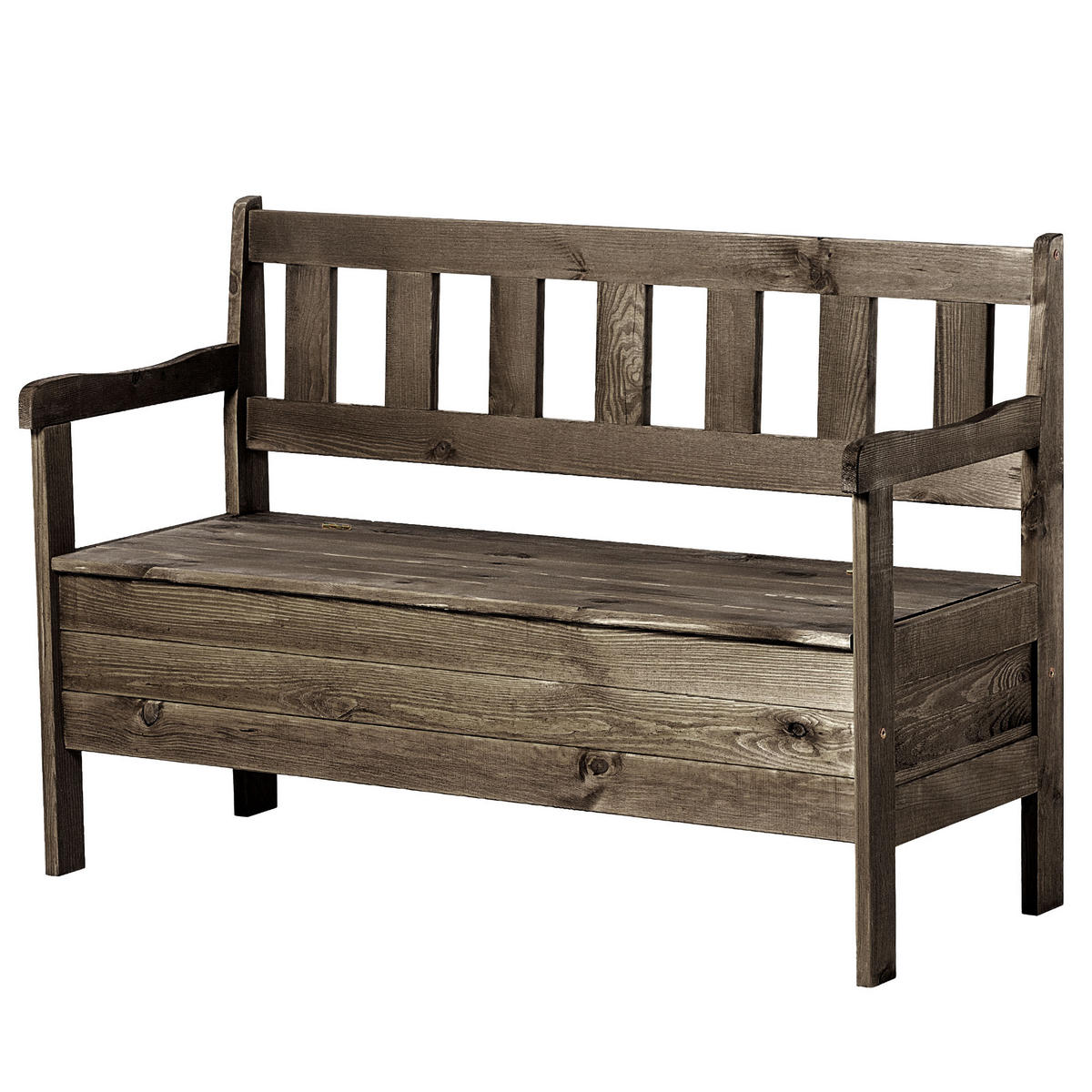 GARTENBANK mit brauner Truhe - Braun, Holz (120/47cm) - KADAX