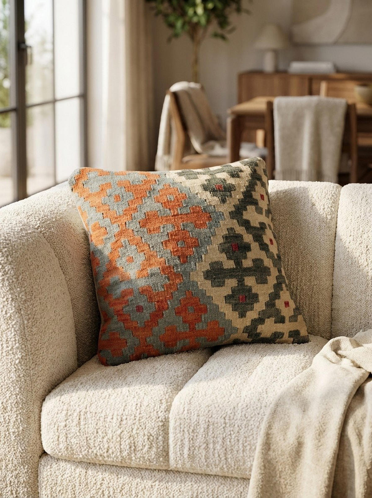 KISSEN Kelim Bunt 50/50 cm Schurwolle - Multicolor, Textil (50/50cm) - Looma