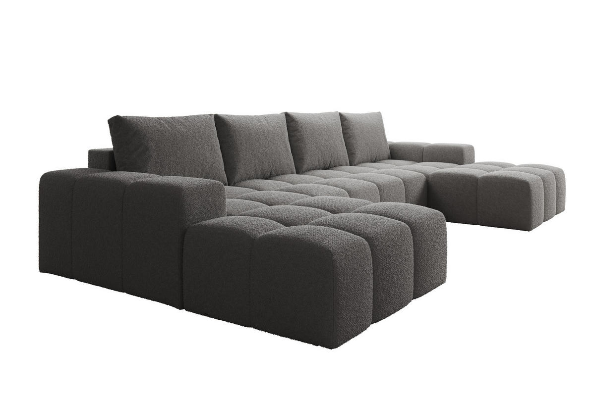 WOHNLANDSCHAFT Cento, Couch U-Form, Webstoff, 360x57x180 cm, Dunkelgrau - Grau, Holz (360/56/180cm) - PROMETO Möbel