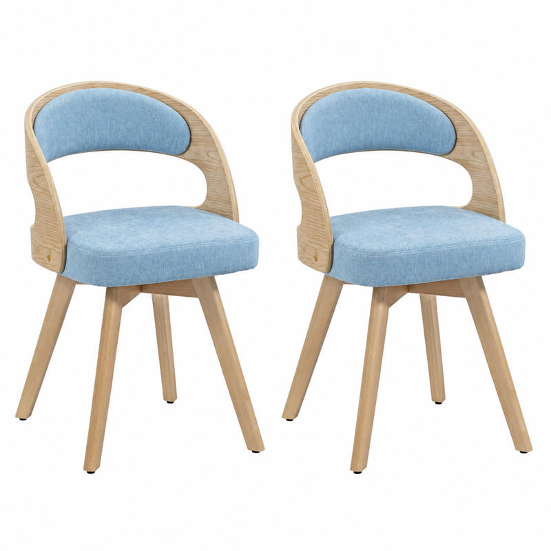 ESSZIMMERSTUHL drehbar ca. 44 x 41 x 75 cm Leinen Blau 2er-Set - Blau, Holz (44/72/41cm) - Meubliv