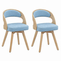ESSZIMMERSTUHL drehbar ca. 44 x 41 x 75 cm Leinen Blau 2er-Set - Blau, Holz (44/72/41cm) - Meubliv