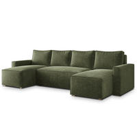 WOHNLANDSCHAFT ASPRA LM Grün Chenille mit Schlaffunktion - Grün, Holz (295/85/140cm) - MASSENO