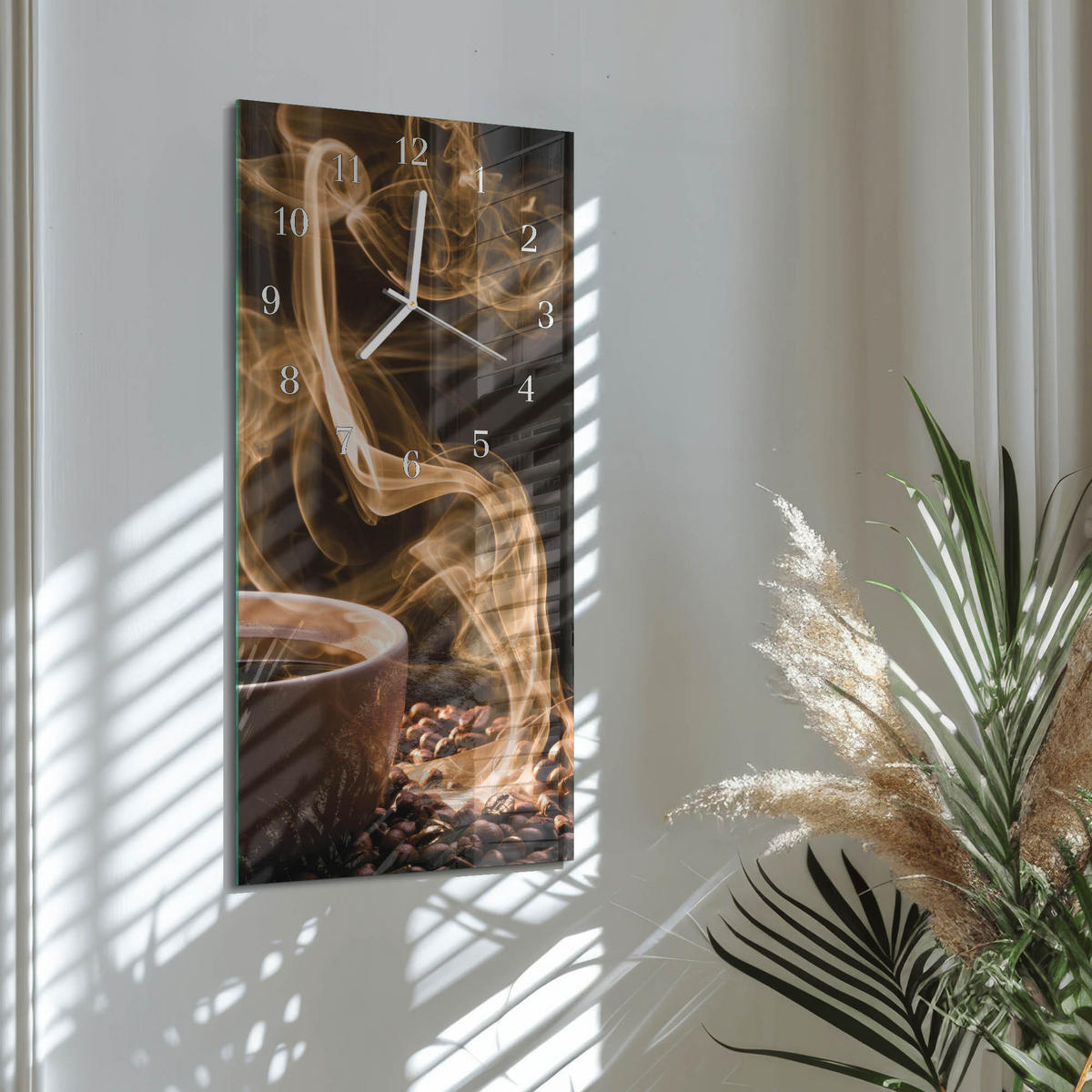 WANDUHR 30x60 cm - Abstraktion - Braun, Glas (30/60/0.4cm) - TULUP