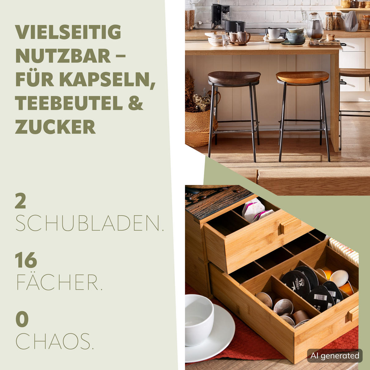 KAFFEEKAPSEL-BOX, Bambus - Braun, Holz (30/18.5/30cm) - bremermann