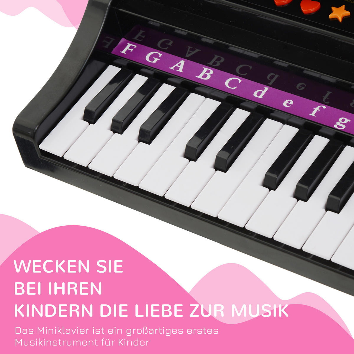 KINDER Klavier Piano - Schwarz, Kunststoff (39/69/48cm) - HOMCOM