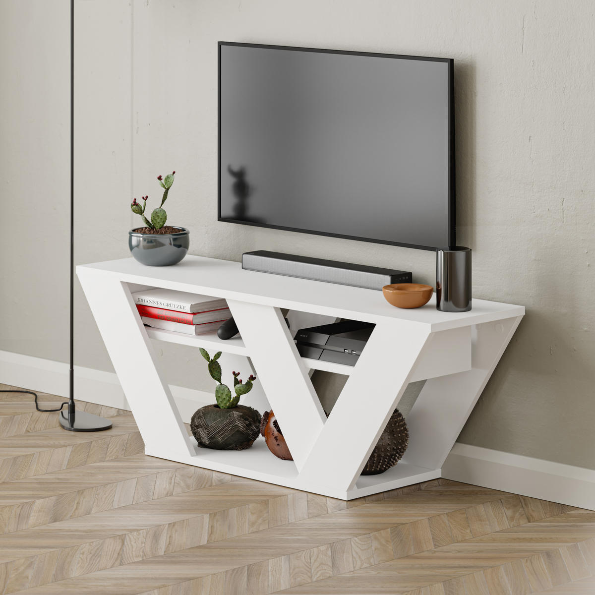 TV-LOWBOARD Pipralla Weiß 110/30/40 cm - Weiß, Holzwerkstoff (110/40/30cm) - Decortie