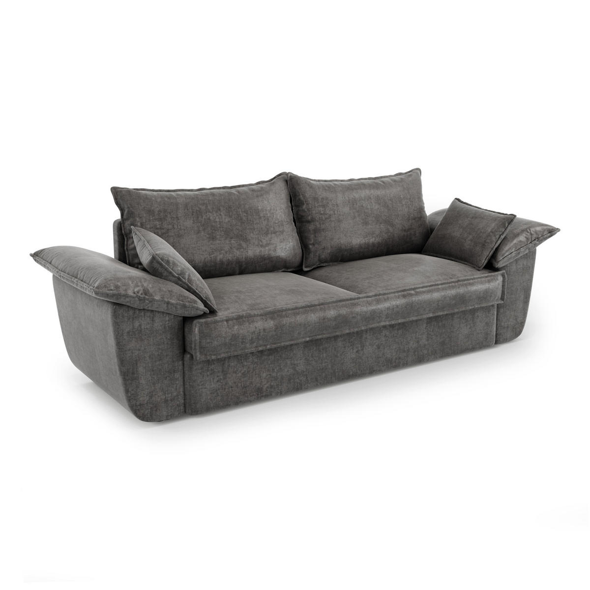 SOFA 3-Sitzer Samt Graphitgrau 232cm - Graphitfarben/Grau, Textil (232/92/102cm) - Sia Home